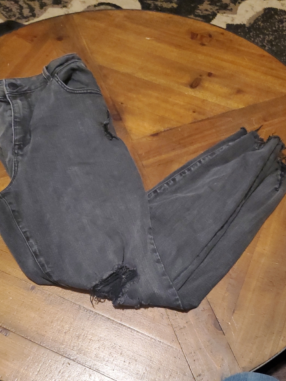 Maurices Distressed Ankle Crop Jeans in Charcoal Gray